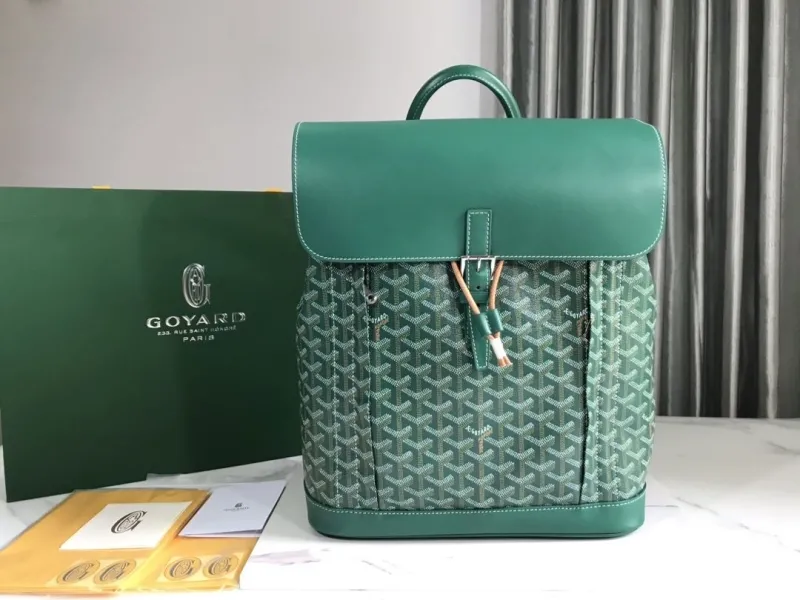 Goyard Green Leather Backpack