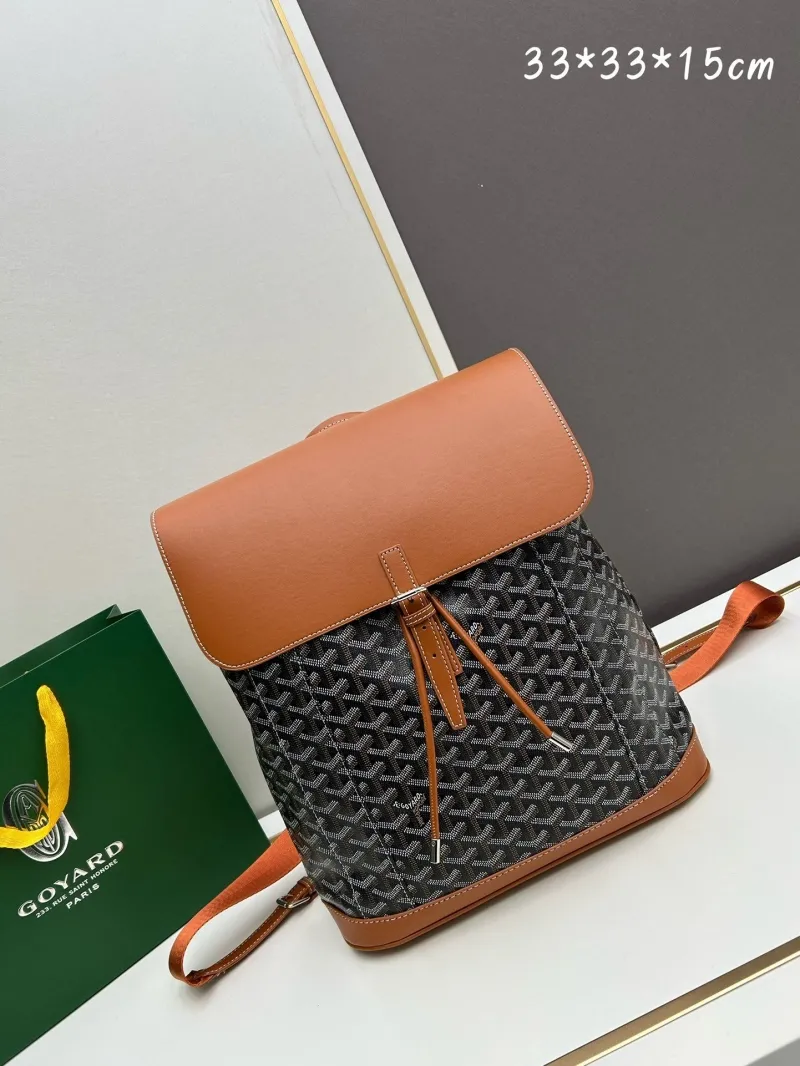 Goyard Black Tan Canvas Leather Backpack