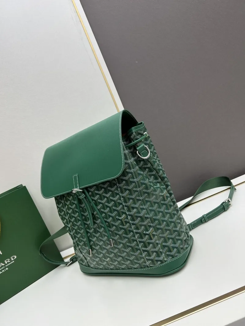 Alternative view of Goyard Green Canvas Leather Backpack