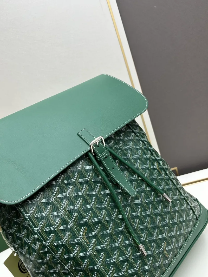 Goyard Green Canvas Leather Backpack - Image 4