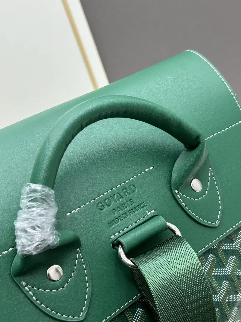 Goyard Green Canvas Leather Backpack - Image 5