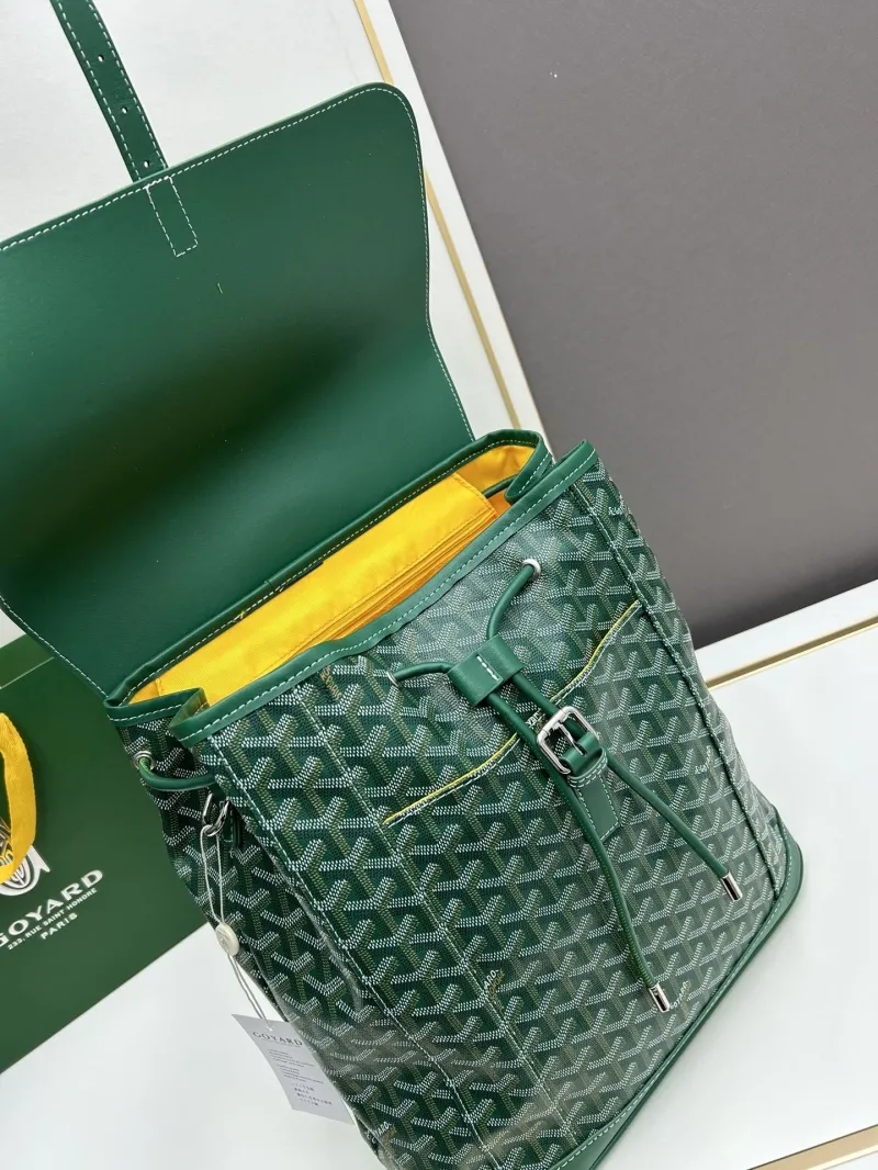 Goyard Green Canvas Leather Backpack - Image 7