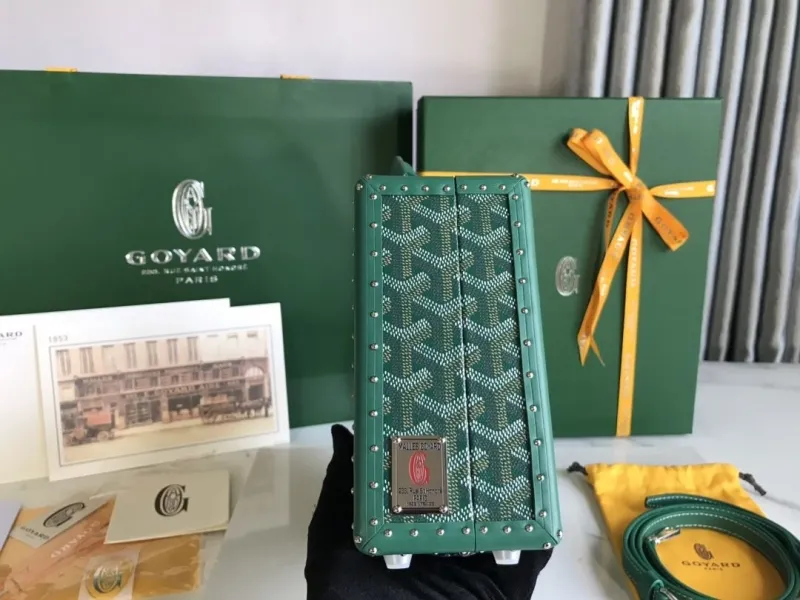 Goyard Green Valise Box Handbag - Image 3