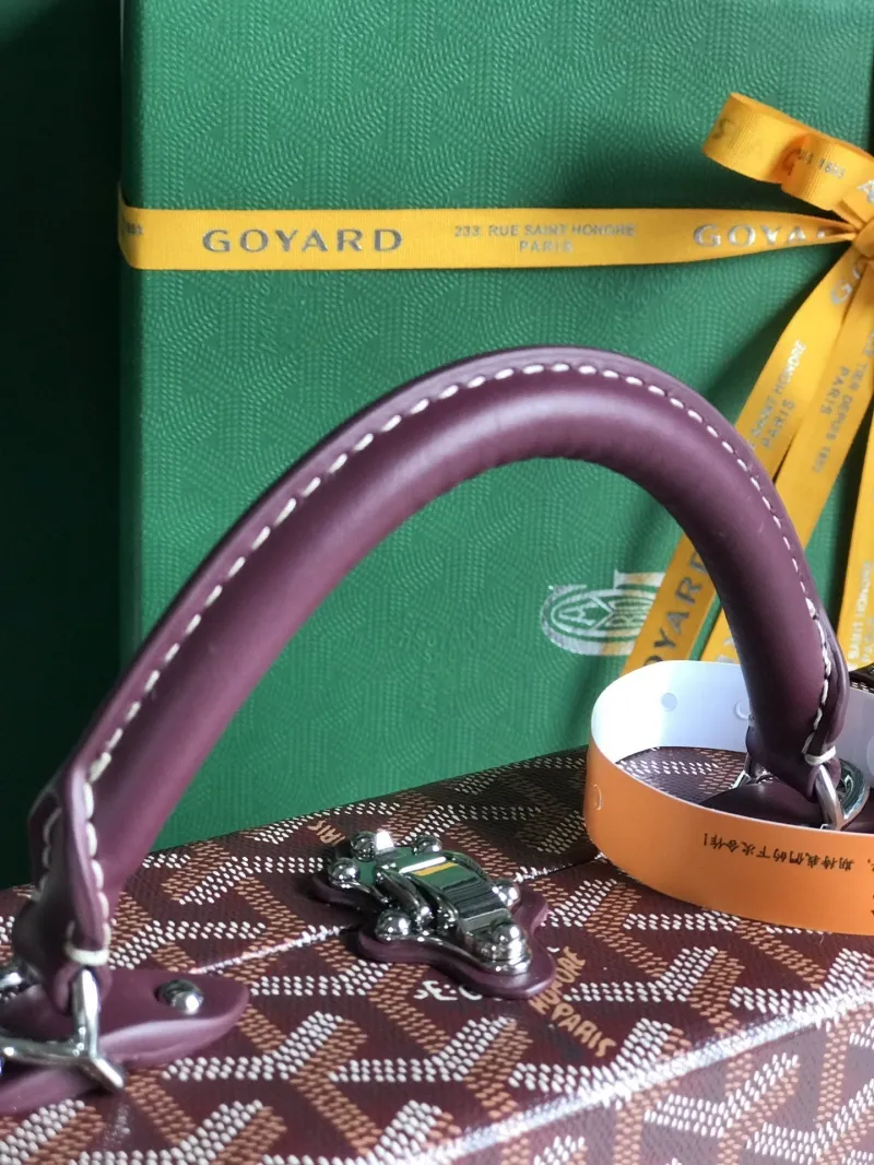 Goyard Women's Burgundy Trunk Handbag - Image 4