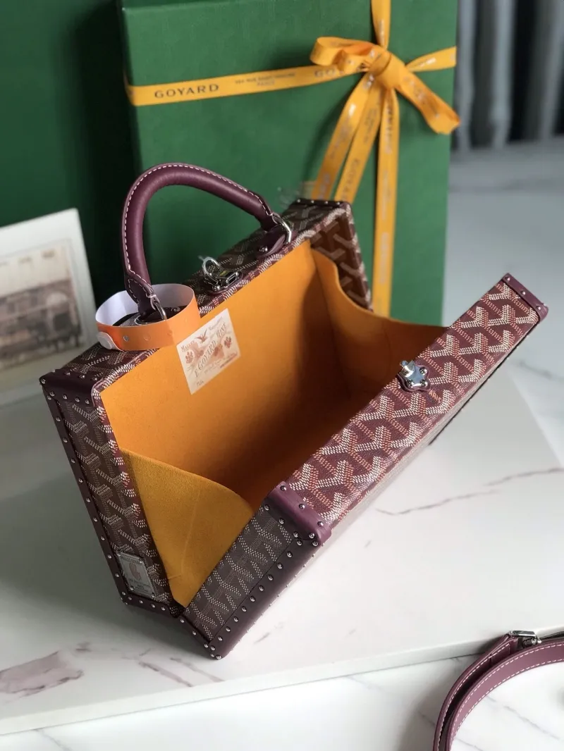 Goyard Women's Burgundy Trunk Handbag - Image 7
