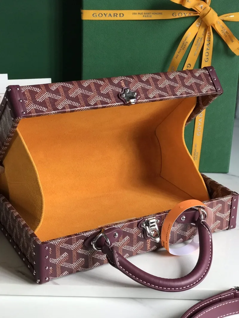 Goyard Women's Burgundy Trunk Handbag - Image 8