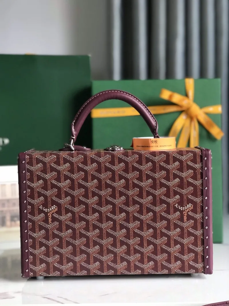 Goyard Burgundy Leather Box Bag
