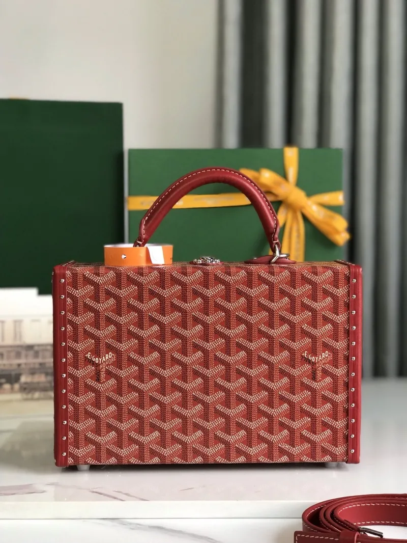 Goyard Red Box Handbag with Detachable Strap