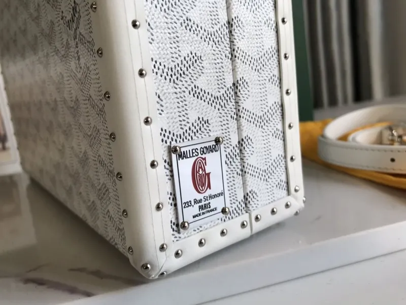 Goyard White Malle Box Bag with Shoulder Strap - Image 3