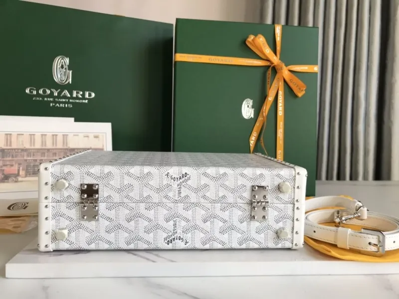Goyard White Malle Box Bag with Shoulder Strap - Image 5
