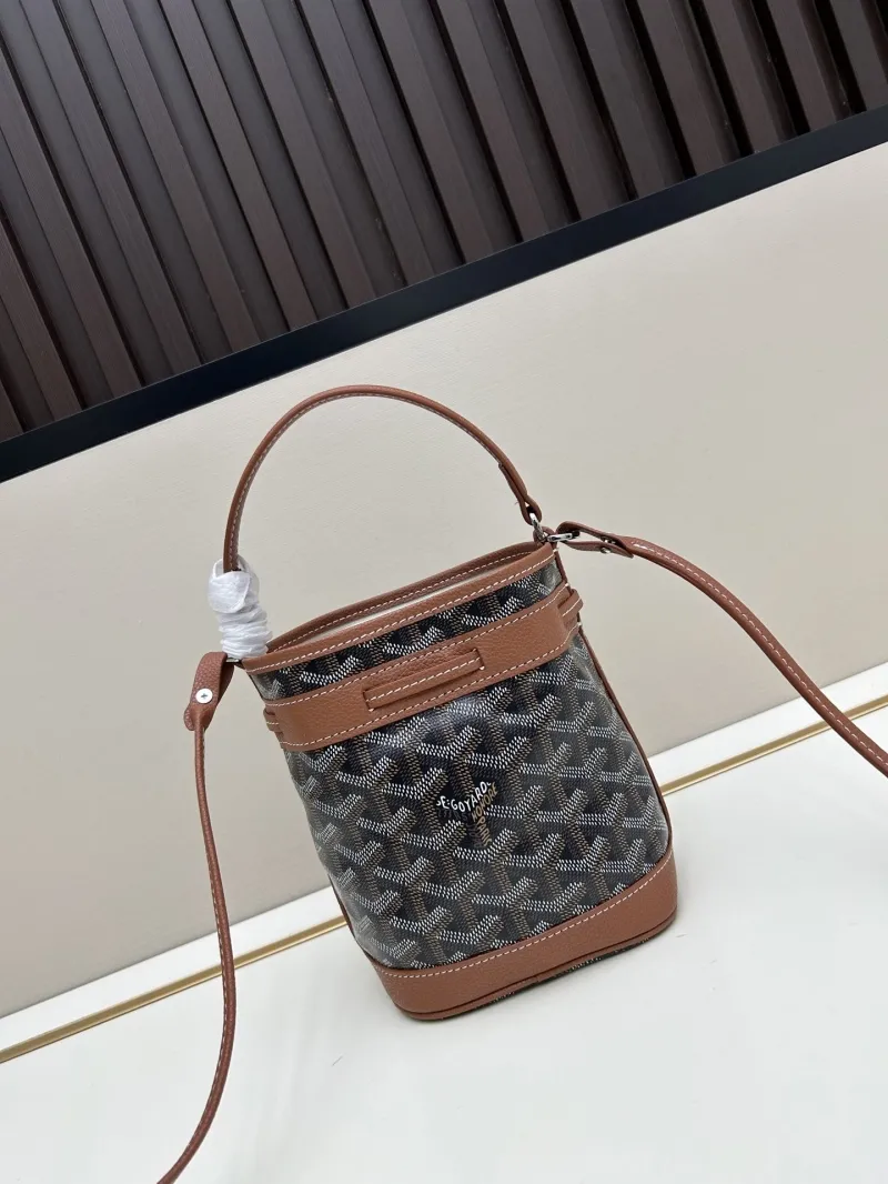 Goyard Black Brown Bucket Crossbody Bag - Image 3