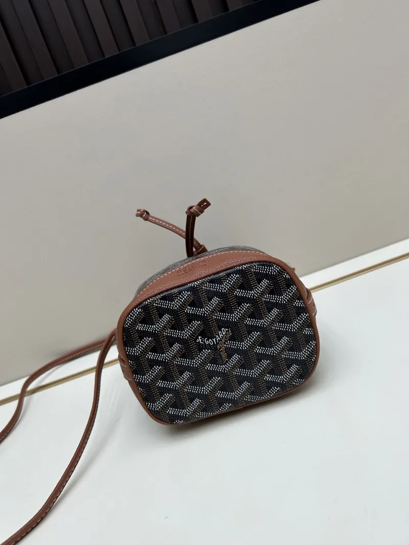 Goyard Black Brown Bucket Crossbody Bag - Image 6