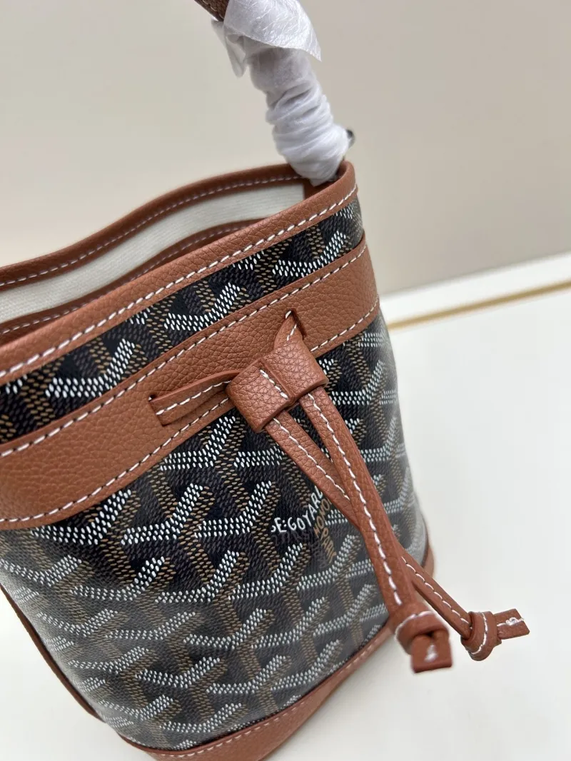 Goyard Black Brown Bucket Crossbody Bag - Image 7