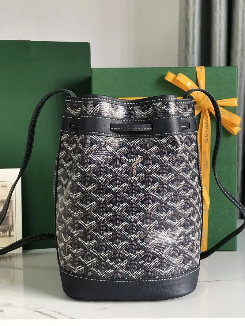 Goyard Navy Monogram Bucket Bag - Image 4
