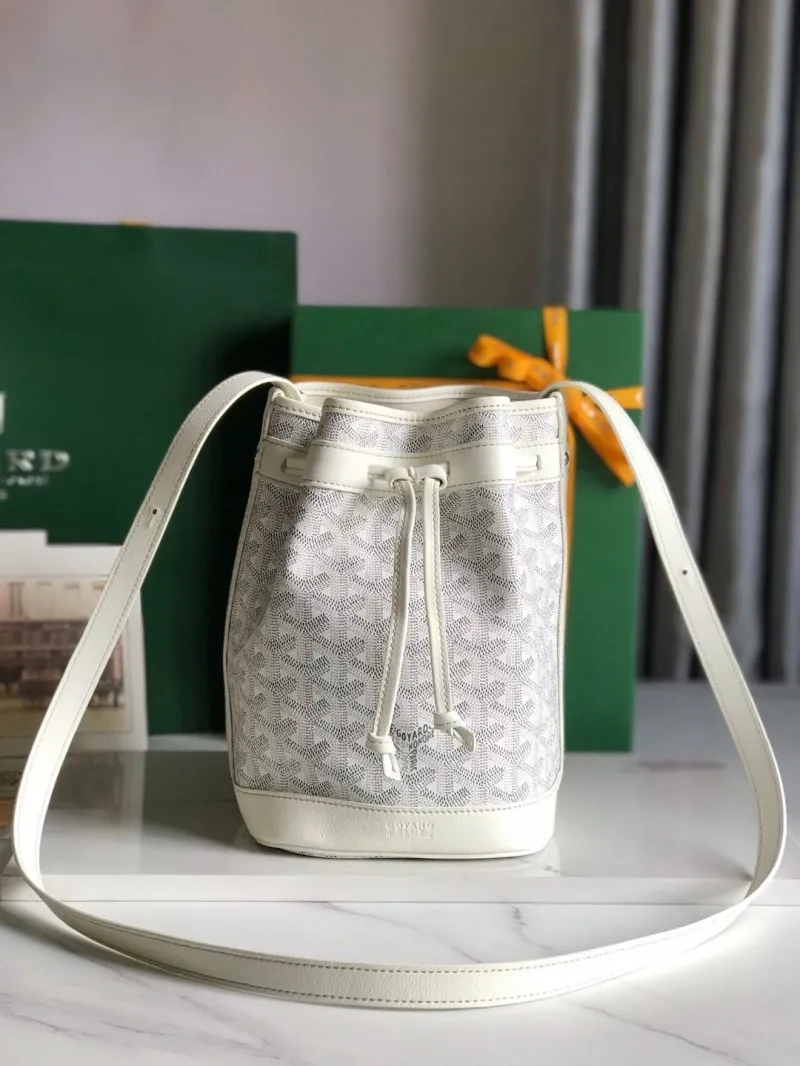 Goyard White Crossbody Bucket Bag