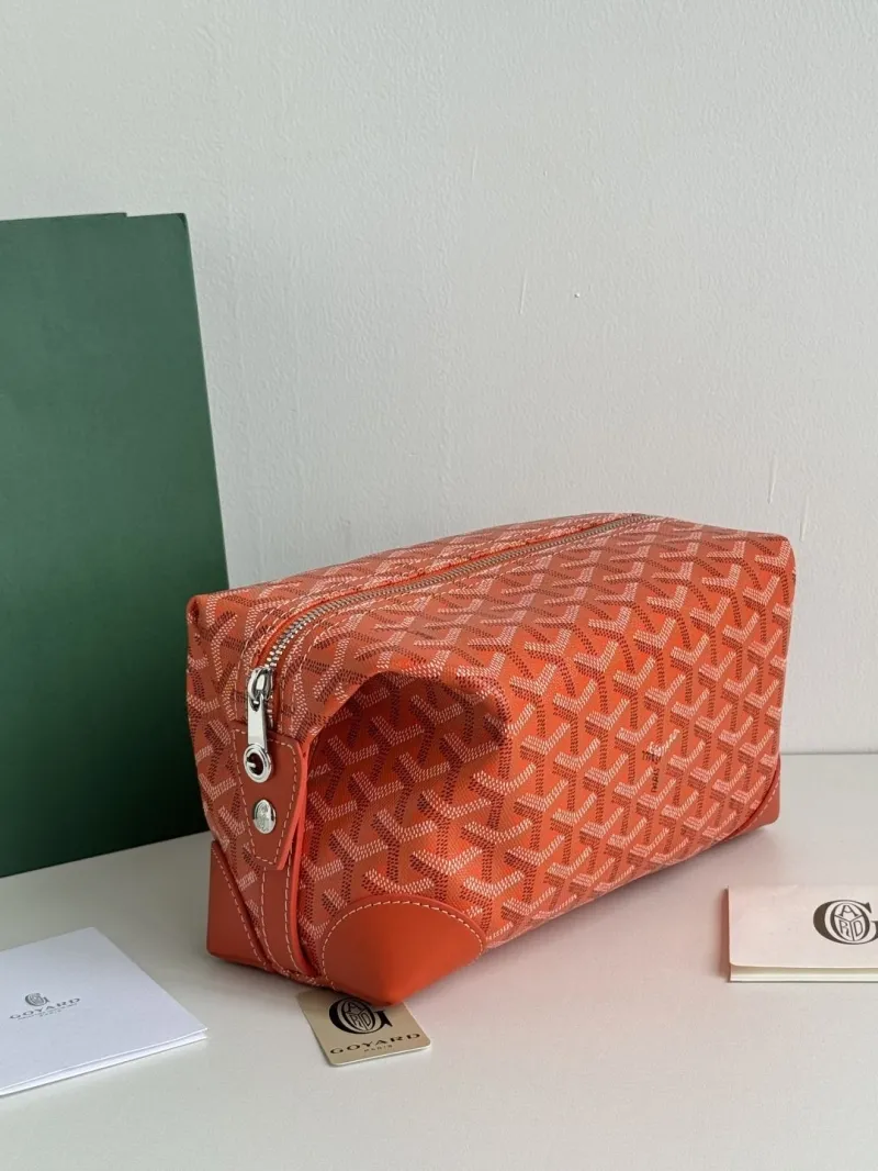 Luxury Goyard Orange Cosmetic Bag - Image 3
