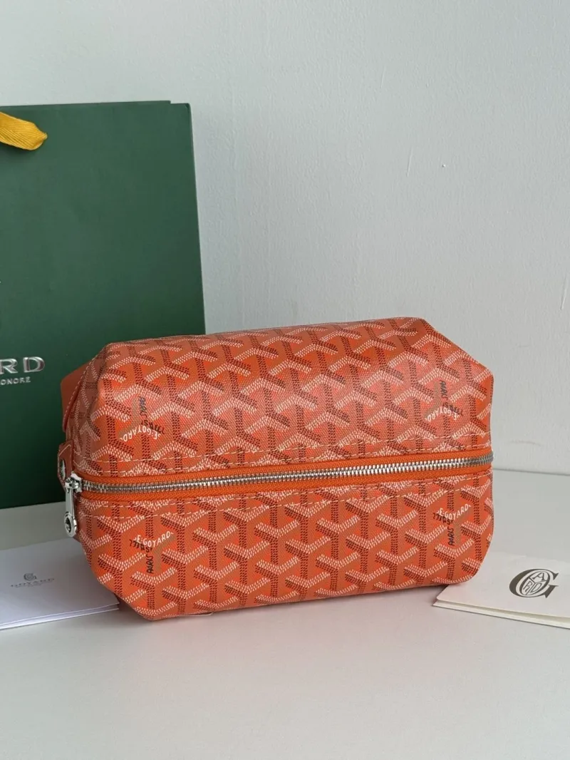 Luxury Goyard Orange Cosmetic Bag - Image 5
