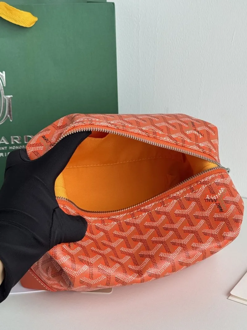 Luxury Goyard Orange Cosmetic Bag - Image 8