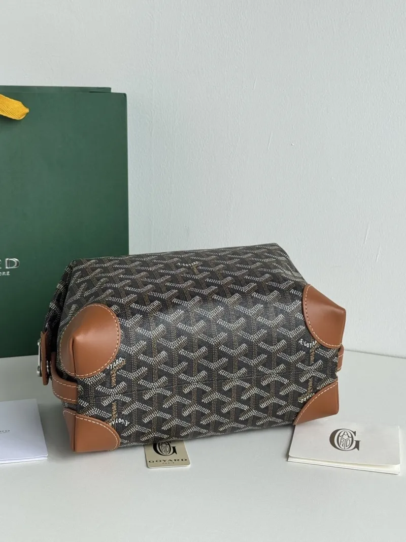 Goyard Dark Brown Leather Cosmetic Bag - Image 4