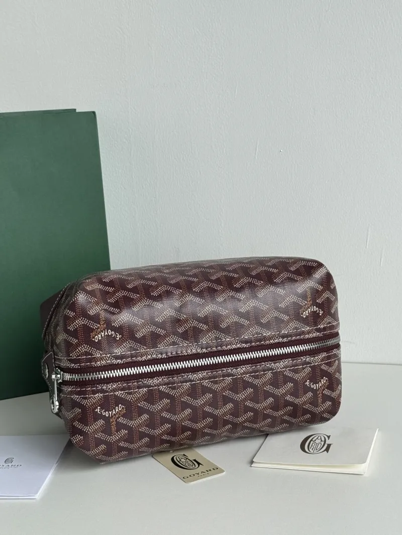Authentic Goyard Brown Cosmetic Bag - Image 4