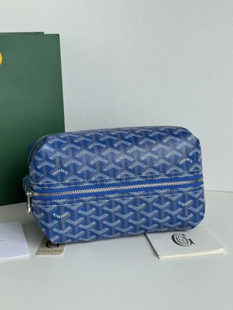 Goyard Blue Luxury Cosmetic Bag - Image 4