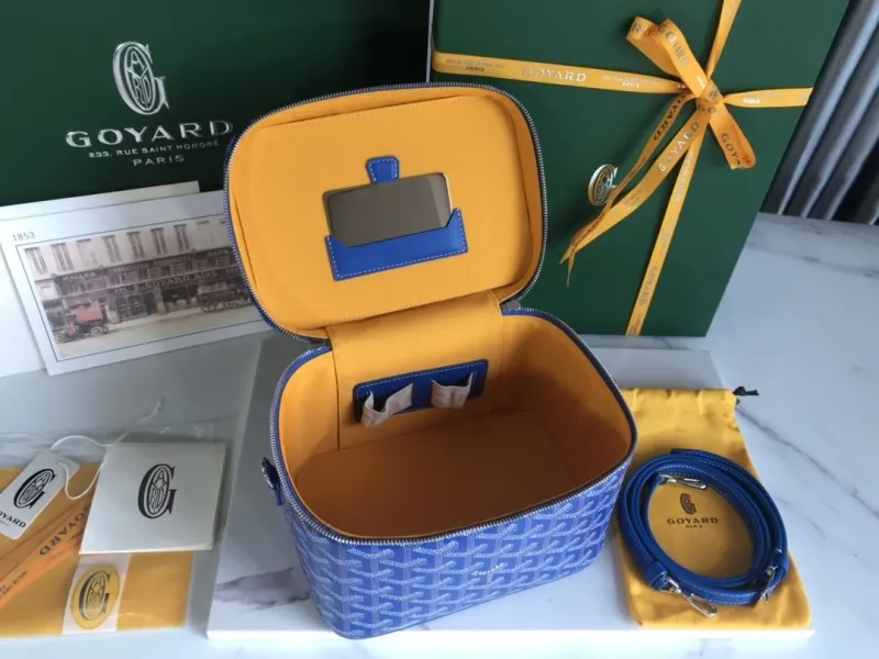 Goyard Blue Cosmetic Bag with Strap 105 - Image 7