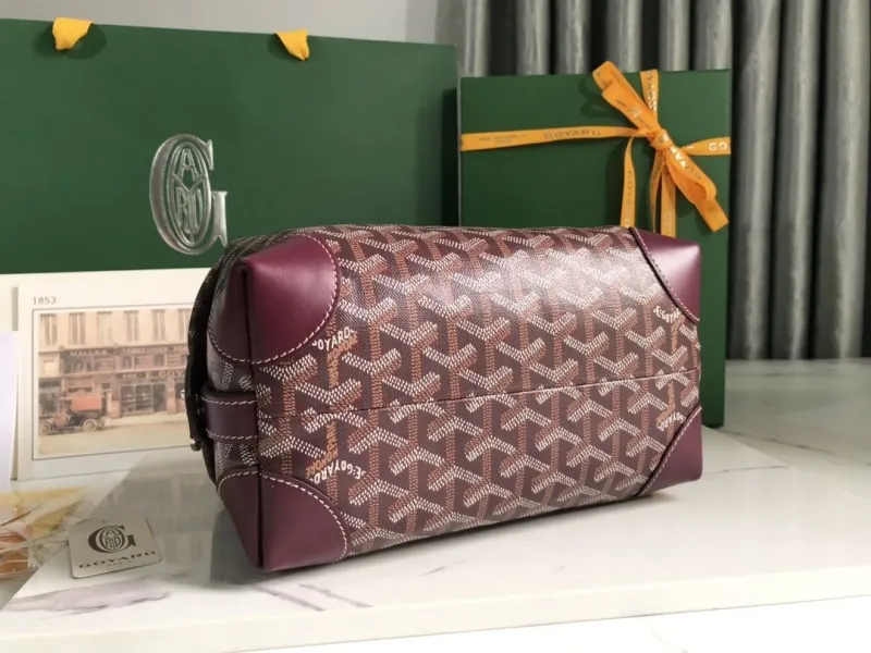 Luxury Goyard Burgundy Cosmetic Bag - Image 3