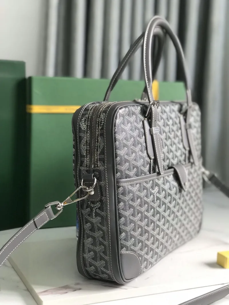 Goyard Gray Men's Leather Briefcase - Image 8