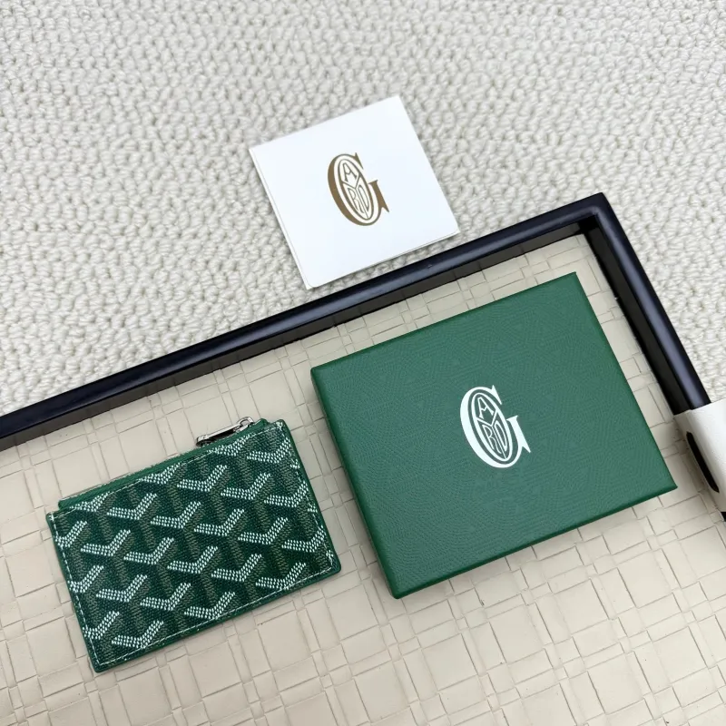 Goyard Green Zip Card Holder Wallet