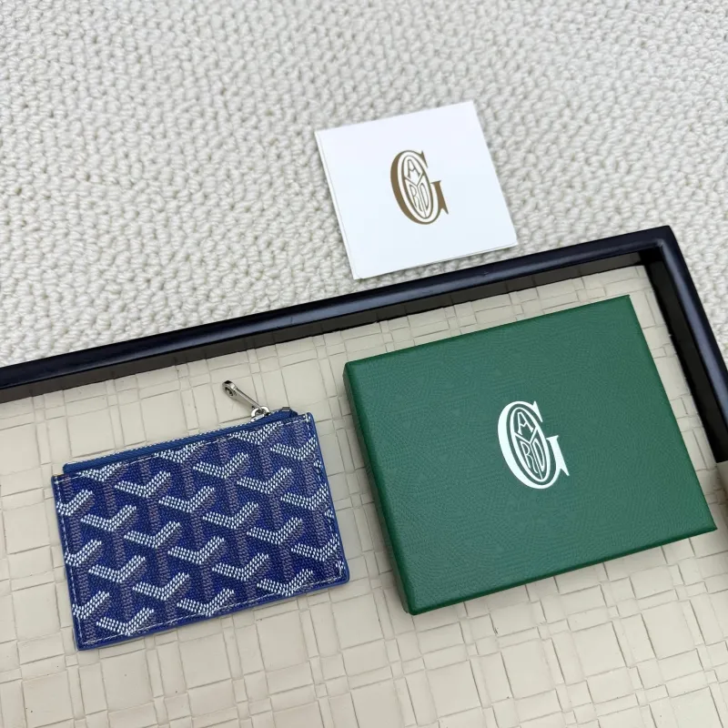 Goyard Blue Zip Card Holder Wallet