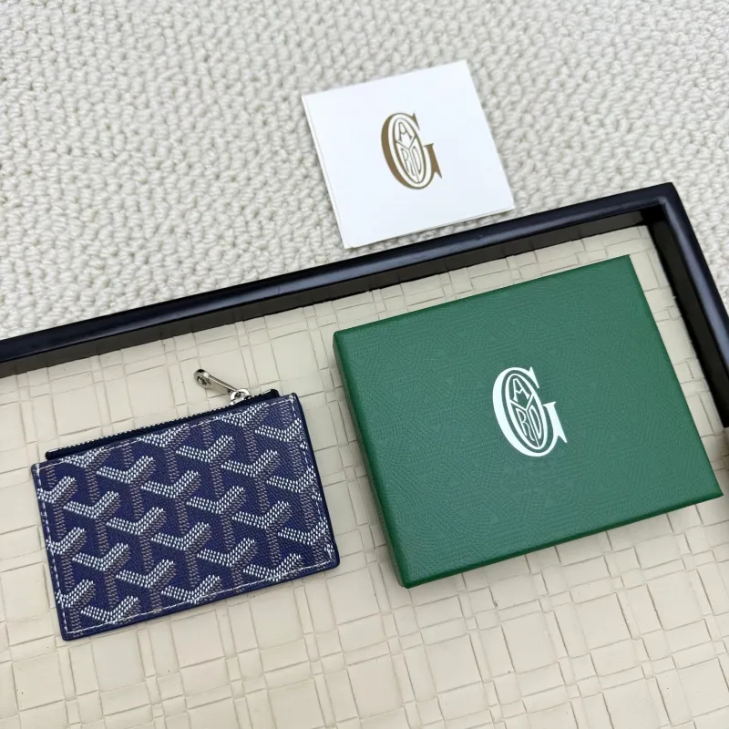 Goyard Navy Blue Zip Card Holder Wallet