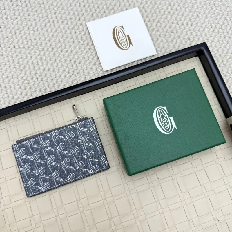 Goyard Gray Zip Card Holder Wallet