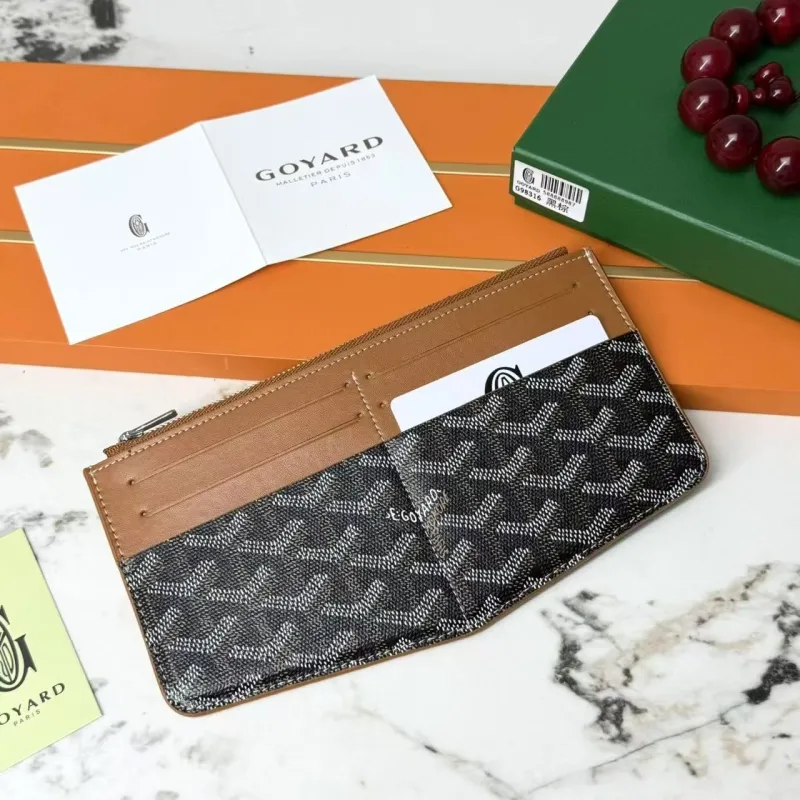 Goyard Black Brown Leather Wallet 661