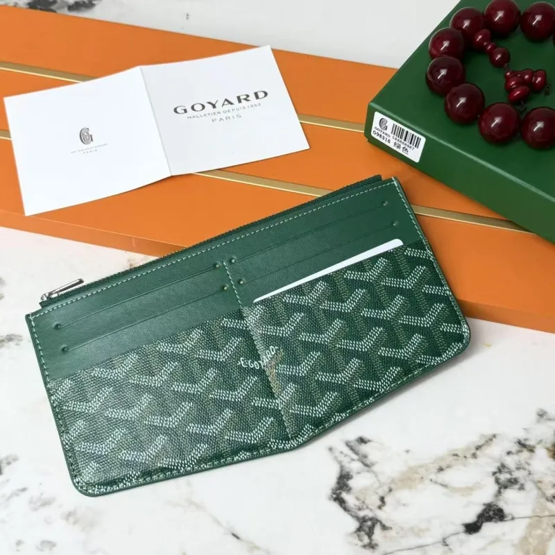 Goyard Green Zip Card Wallet