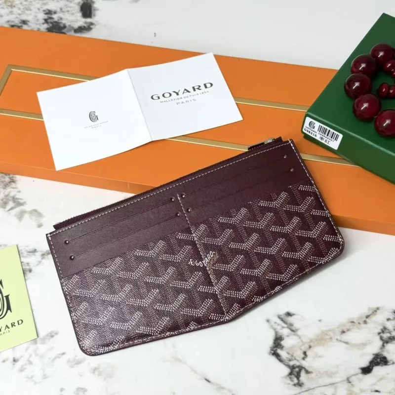 Goyard Burgundy Zip Card Wallet G88315