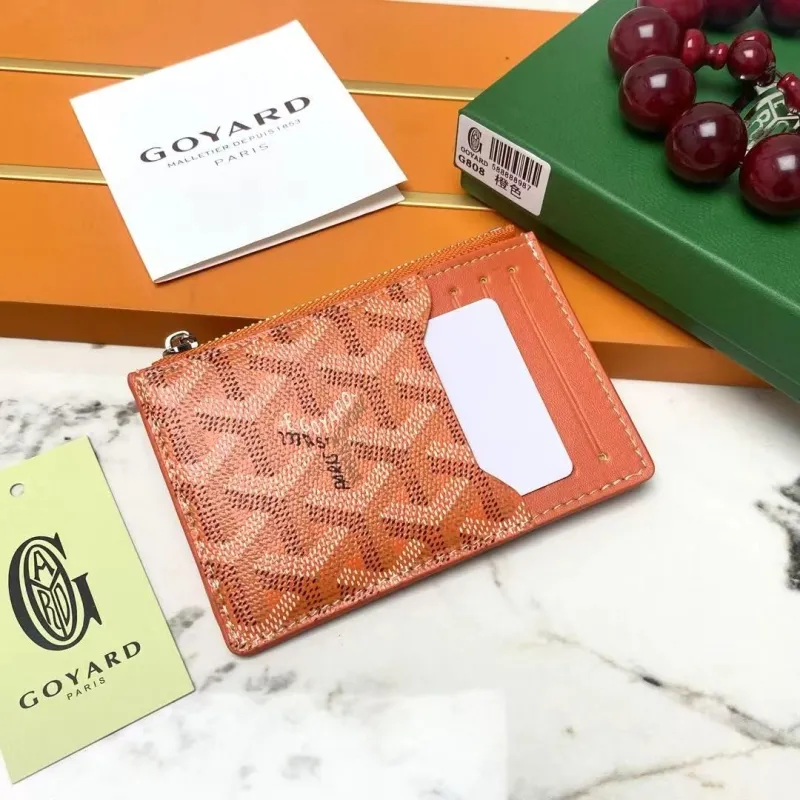 Goyard Orange Zip Card Holder Wallet G808