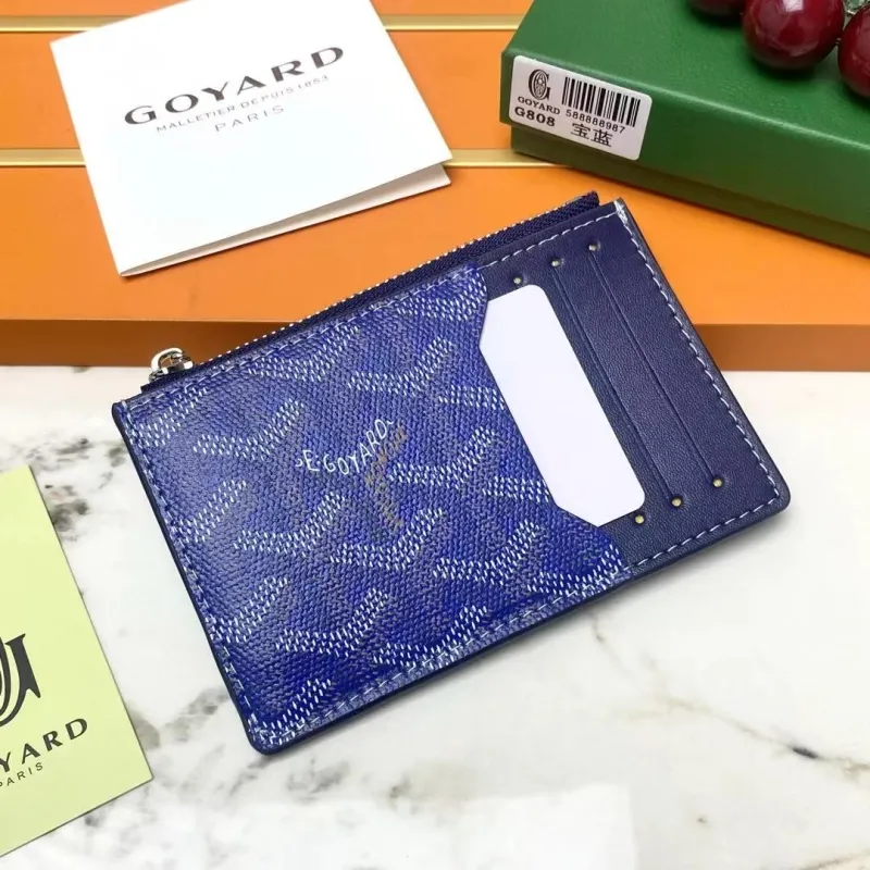 Goyard Blue Zip Card Holder Wallet G808