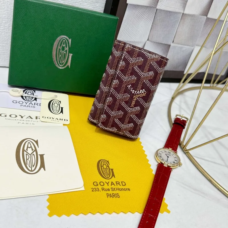Goyard Burgundy Leather Key Holder 713