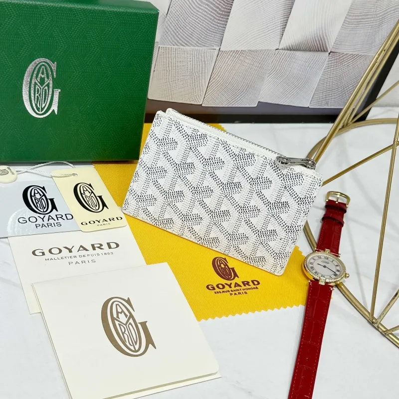 Alternative view of Goyard White Zip Card Wallet 723