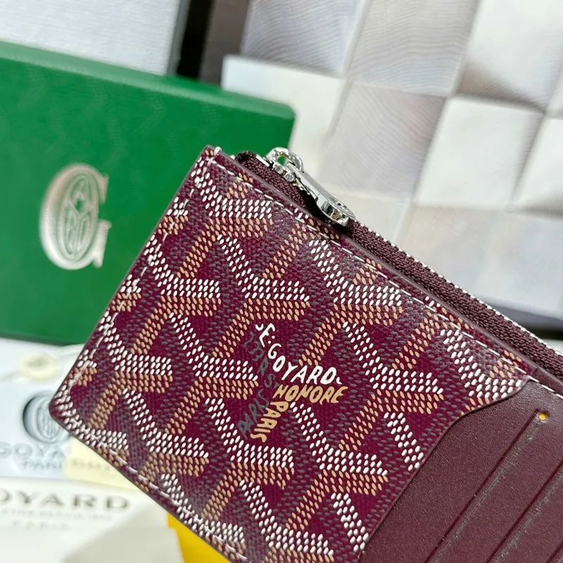Goyard Burgundy Zip Card Holder Wallet 724 - Image 6
