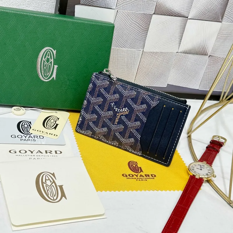 Goyard Navy Blue Zip Card Wallet 725