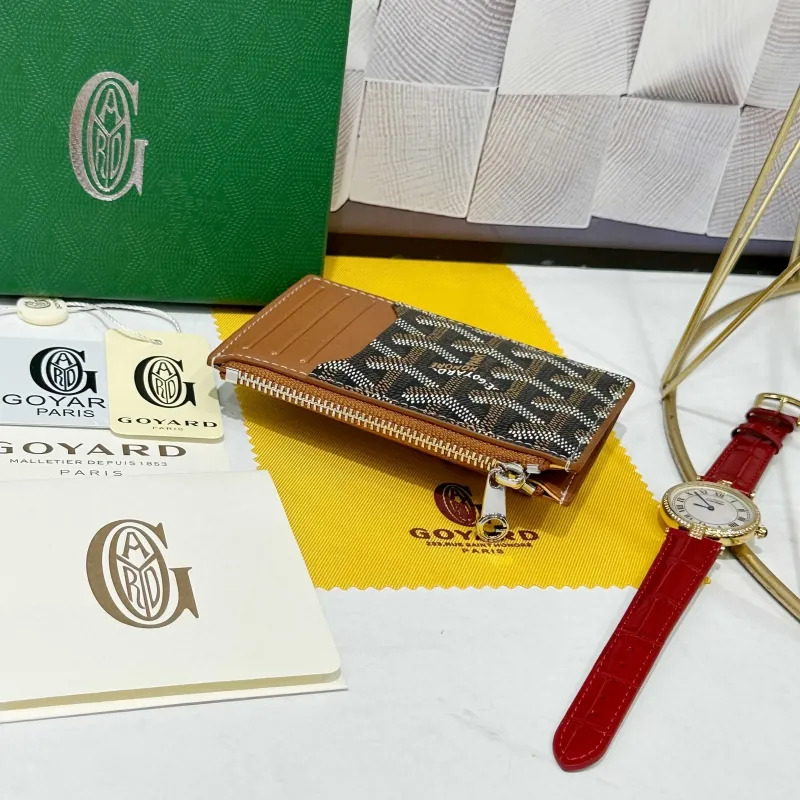 Goyard Black Brown Zip Card Holder Wallet 729 - Image 4