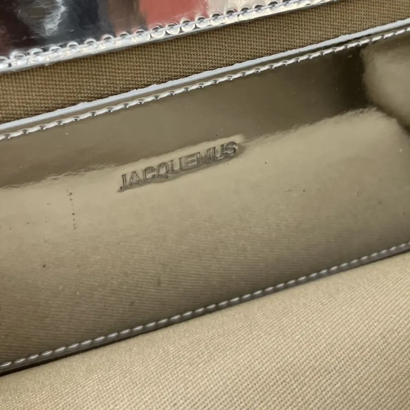 JACQUEMUS Silver Metallic Satchel Bag - Image 5