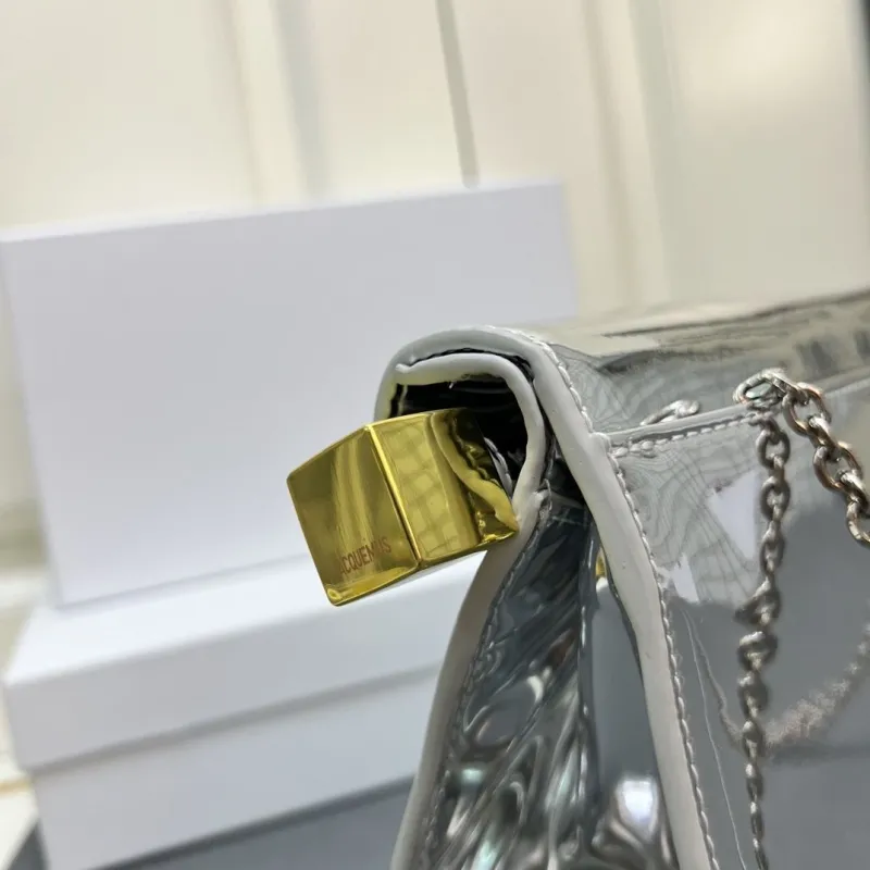 JACQUEMUS Silver Metallic Satchel Bag - Image 11