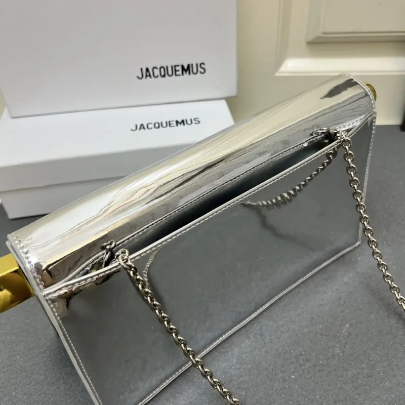 JACQUEMUS Silver Metallic Satchel Bag - Image 12