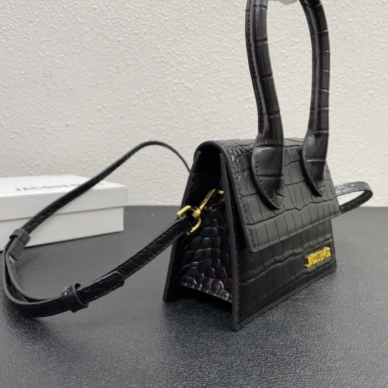 Jacquemus Black Crocodile Embossed Satchel Bag - Image 4