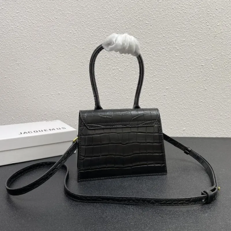 Jacquemus Black Crocodile Embossed Satchel Bag - Image 5