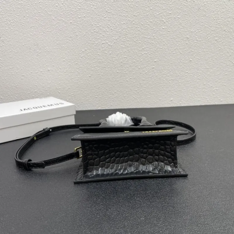Jacquemus Black Crocodile Embossed Satchel Bag - Image 6