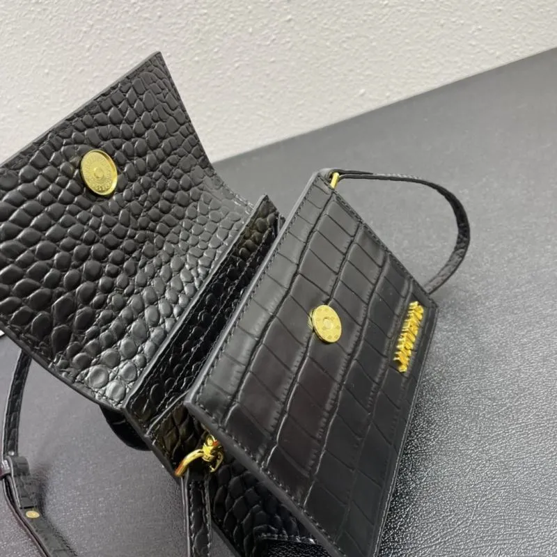 Jacquemus Black Crocodile Embossed Satchel Bag - Image 7