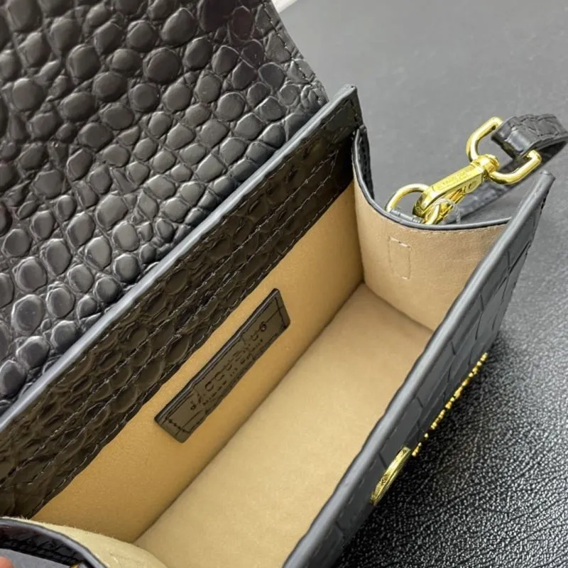 Jacquemus Black Crocodile Embossed Satchel Bag - Image 8